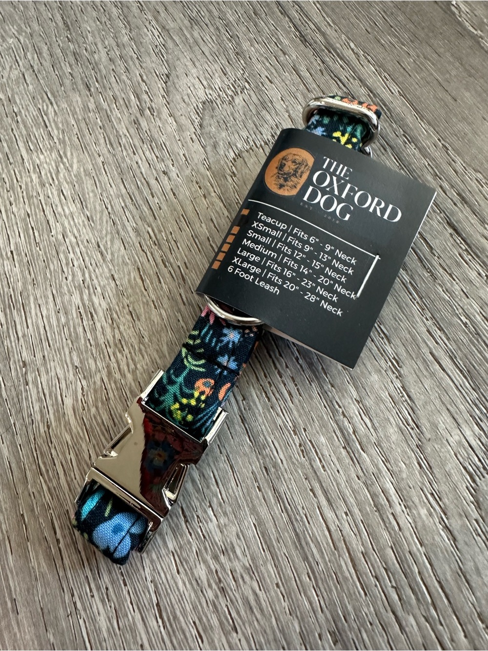 Blue Floral Dog Collar - Adjustable Comfort